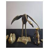 Collection of Vintage Brass Animal Figurines and Candle Holder