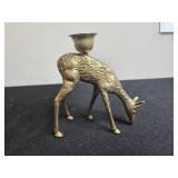Collection of Vintage Brass Animal Figurines and Candle Holder
