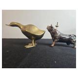 Collection of Vintage Brass Animal Figurines and Candle Holder