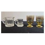 Vintage Mixed Glass Miniature Shot Glass Set with Shibata Japan Decorative Tray