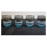 Vintage Mixed Glass Miniature Shot Glass Set with Shibata Japan Decorative Tray