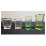 Vintage Mixed Glass Miniature Shot Glass Set with Shibata Japan Decorative Tray