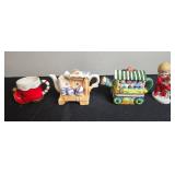Vintage Christmas Holiday Decor Collection Including Mugs, Figurines, Glasses, and Tin House