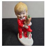 Vintage Christmas Holiday Decor Collection Including Mugs, Figurines, Glasses, and Tin House