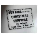 Vintage Christmas Holiday Decor Collection Including Mugs, Figurines, Glasses, and Tin House