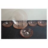 Vintage Pink Depression Glass Dessert Set with 2 Plates and 4 Bowls - display not inc