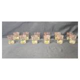 Set of Vintage Glasses with Colorful Game Bird Motifs