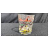 Set of Vintage Glasses with Colorful Game Bird Motifs