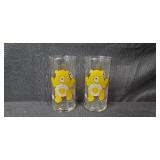 Set of Vintage Cartoon Character Collector Glasses Care Bears and Flintstones