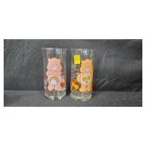 Set of Vintage Cartoon Character Collector Glasses Care Bears and Flintstones