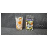 Set of Vintage Cartoon Character Collector Glasses Care Bears and Flintstones