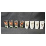 Set of Vintage Wildlife Drinking Glasses with Bird Designs