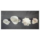 Vintage Hobnail Milk Glass Pitchers and Vases Set