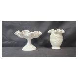 Vintage Hobnail Milk Glass Pitchers and Vases Set