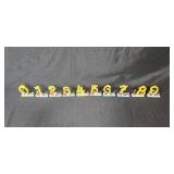 Set of German Wooden Number Candle Holders with Figures - 0 to 9