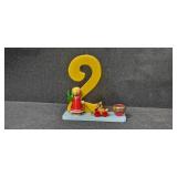 Set of German Wooden Number Candle Holders with Figures - 0 to 9