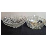 Collection of Vintage Pressed Glass Bowls, Candy Dishes, and Candle Holders