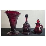 Set of Vintage Cape Cod Ruby Red Glass Collectibles - Inc Avon