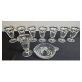 Set of Vintage Glass Sundae Cups with Glass Citrus Juicer