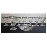 Set of Vintage Glass Sundae Cups with Glass Citrus Juicer