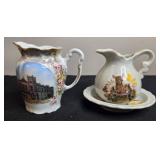 Set of Vintage Porcelain Mini Pitcher and Bowl Sets, Mixed Floral Patterns Inc Japan, Royal Chintz, Royal Crown, Avon
