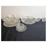 Assorted Vintage Pressed Glass Serving Bowls and Cups Set