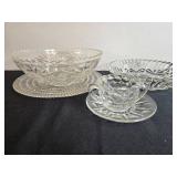Assorted Vintage Pressed Glass Serving Bowls and Cups Set