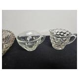 Assorted Vintage Pressed Glass Serving Bowls and Cups Set