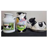 Vintage Cow-Themed Ceramic Decor Collection and Chupa Chups Can