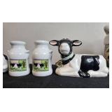 Vintage Cow-Themed Ceramic Decor Collection and Chupa Chups Can