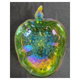 Collection of 3 Decorative Vases and Carnival Glass Dish - Otagiri Japan, Etched Glass, Iridescent Fruit Bowl