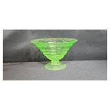Collection of Vintage Home Decor Items - Brass Candlestick, Uranium Glass Bowl, Oil Lamp, and Glass Jar