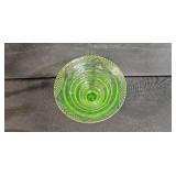 Collection of Vintage Home Decor Items - Brass Candlestick, Uranium Glass Bowl, Oil Lamp, and Glass Jar