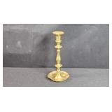 Collection of Vintage Home Decor Items - Brass Candlestick, Uranium Glass Bowl, Oil Lamp, and Glass Jar