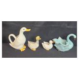 Lot of 4 Vintage Ceramic Ducks and Swan Figurines Enesco & Lilian Vernon