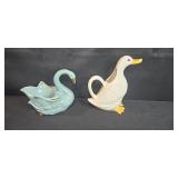 Lot of 4 Vintage Ceramic Ducks and Swan Figurines Enesco & Lilian Vernon