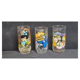 Collection of Vintage Cartoon Character Drinking Glasses and Looney Tunes Welch
