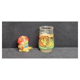 Collection of Vintage Cartoon Character Drinking Glasses and Looney Tunes Welch