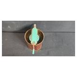 Vintage Kitchenware Collection including Wall Organizer, Ice Cream Freezer, Pyrex Measuring Cup, and Decor