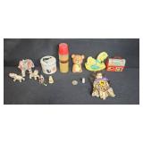 Vintage Toy and Collectible Lot with Farm, Japanese Elephant Set and Wooden Nickel