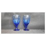 Cobalt Blue Glassware Set with Plate, Goblets, Vase, and Bottle