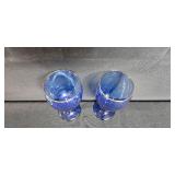 Cobalt Blue Glassware Set with Plate, Goblets, Vase, and Bottle