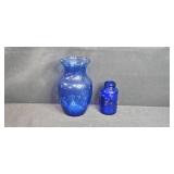 Cobalt Blue Glassware Set with Plate, Goblets, Vase, and Bottle