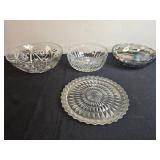 Collection of 4 Vintage Glass Serving Bowls and Plate