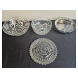 Collection of 4 Vintage Glass Serving Bowls and Plate