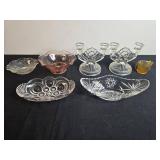 Collection of Vintage Glass Bowls, Dishes, Candle Holders and Amber Miniature Basket