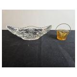 Collection of Vintage Glass Bowls, Dishes, Candle Holders and Amber Miniature Basket