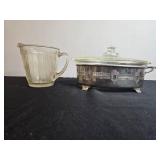 Vintage Glass Creamer and Silverplate Covered Casserole Dish Set