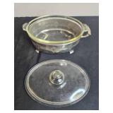 Vintage Glass Creamer and Silverplate Covered Casserole Dish Set