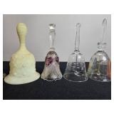 Collection of Vintage Decorative Bells - Glass, Brass, Porcelain & More